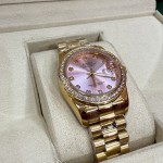 Datejust series pink dial with diamonds 31mm gold strap